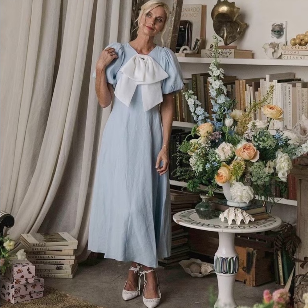 NWT Antonio Melani x Jennifer Sumko Kathleen Cut-Out Tie Neck Puff Sleeve Dress - Picture 3 of 15
